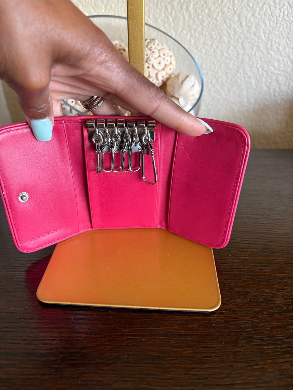 Givenchy Pink Leather Key & Card Holder - Picture 8 of 13